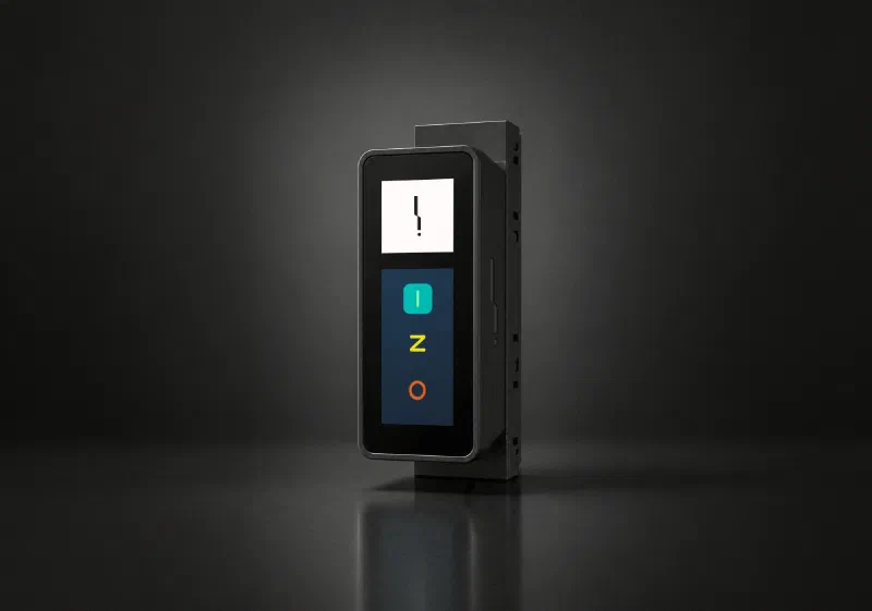 Blixt Zero Gen2, a compact black DIN-rail device with a display and on, mode and off controls